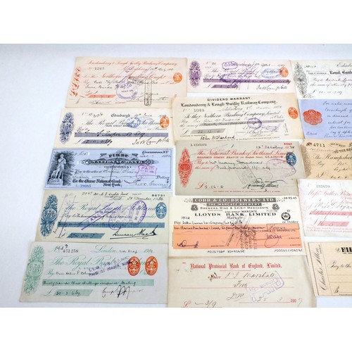 95 - 20 x ANTIQUE VINTAGE CHEQUES