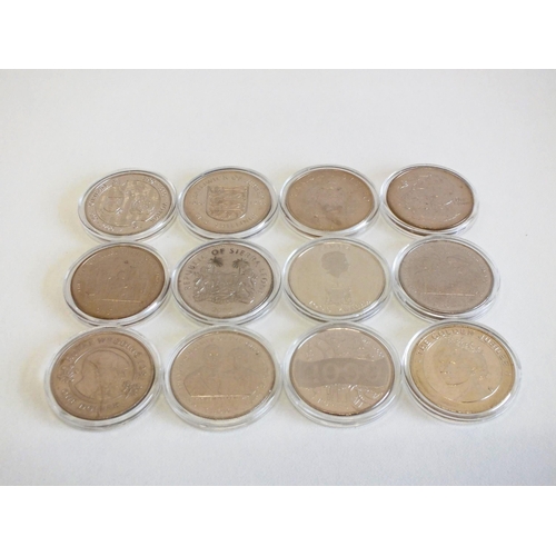 155 - 12 x CROWN SIZED COINS- VARIOUS COUNTRIES