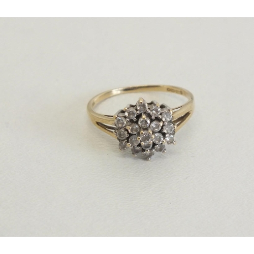 203 - 9CT WHITE GOLD CLUSTER RING CZ STONES - SIZE Q, 2.4G