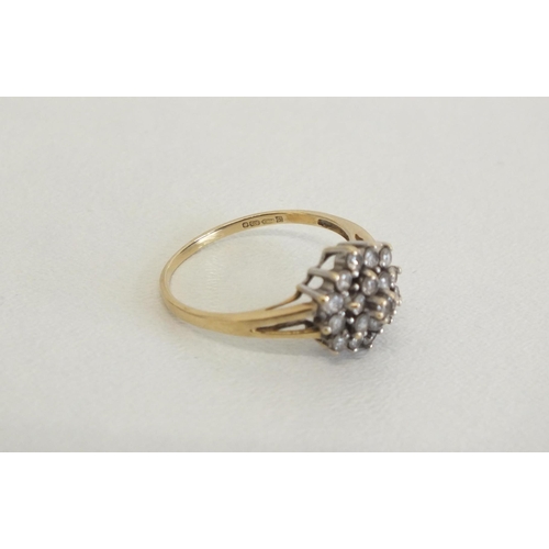 203 - 9CT WHITE GOLD CLUSTER RING CZ STONES - SIZE Q, 2.4G