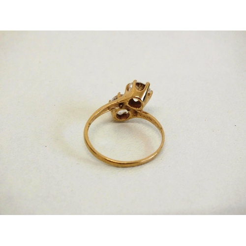 224 - 9CT GOLD RING WITH TWO CZ STONES- SIZE N, 2.3G