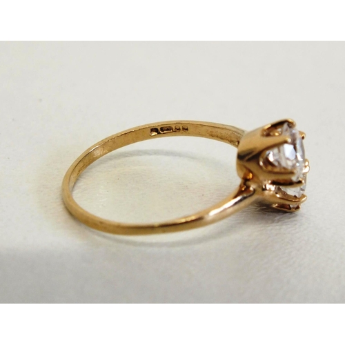 224 - 9CT GOLD RING WITH TWO CZ STONES- SIZE N, 2.3G