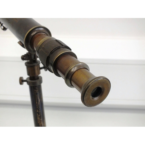 232 - ANTIQUE TELESCOPE ON TRIPOD STAND EALING LONDON