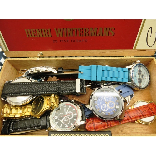 394 - TRAY OF COLLECTABLES INCLUDES WATCHES, POCKET WATCHES ETC