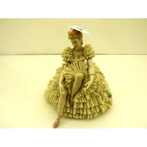 169 - ANTIQUE DRESDEN LACE BALLERINA FIGURINE NO 99765