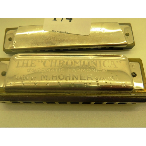 174 - TWO VINTAGE HARMONICA'S INCLUDES CHROMONICA BY M.HONER