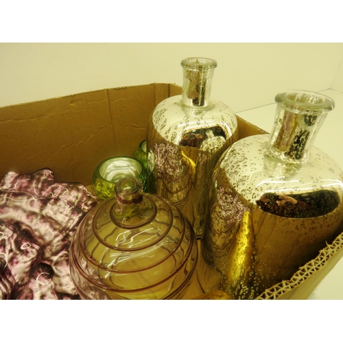 179 - BOX OF CONTEMPORARY GLASS ETC INCLUDING LARGE CENTREPIECE BOWL