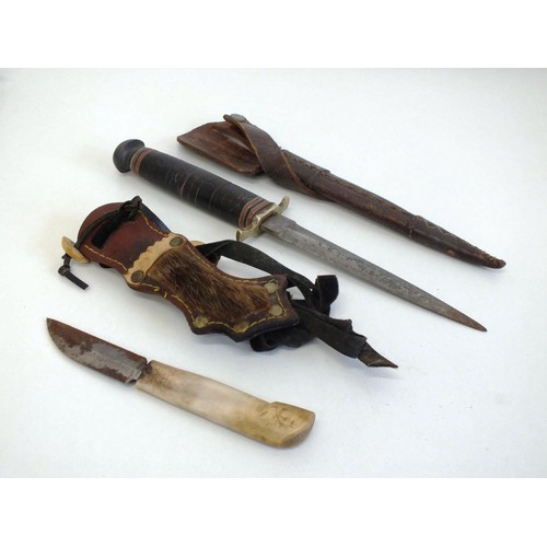 77 - TWO ANTIQUE DAGGERS- ONE WITH BONE HANDLE