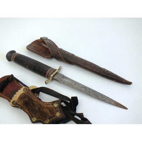 77 - TWO ANTIQUE DAGGERS- ONE WITH BONE HANDLE