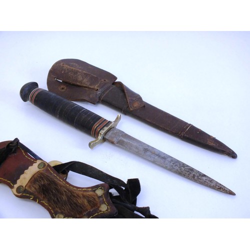 77 - TWO ANTIQUE DAGGERS- ONE WITH BONE HANDLE