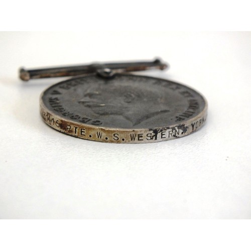 393 - TWO WWI MEDALS AWARDED TO 31415 PTE W.S.WESTERN YORKSHIRE REGIMENT