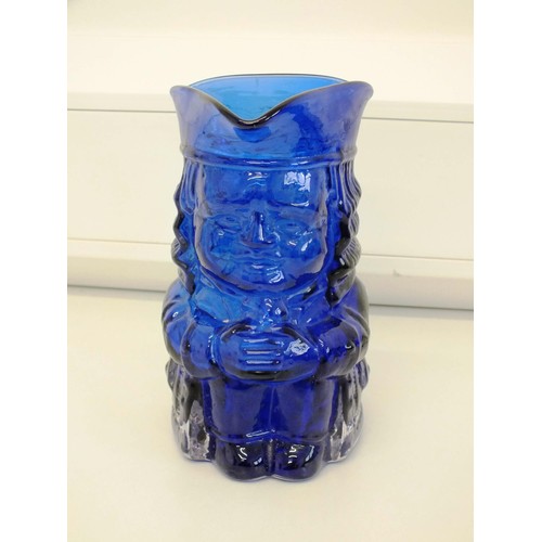 316 - WHITE FRIARS BLUE GLASS BARNABY JUG