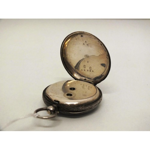 356 - SILVER POCKETWATCH AND KEY - WORKING