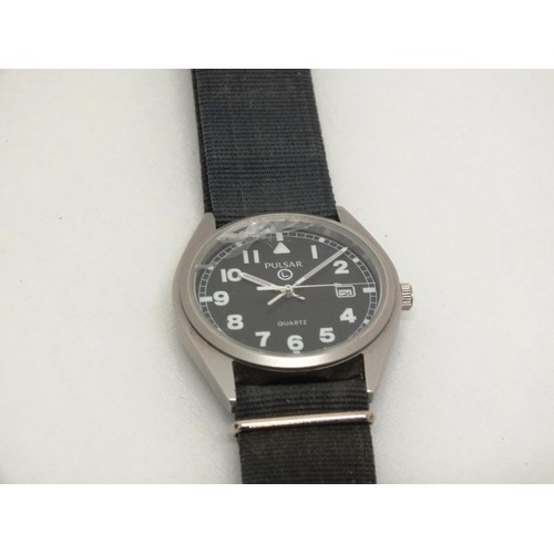 264 - MILITARY QUARTZ PULSAR WATCH- DAMAGE TO GLASS FACE