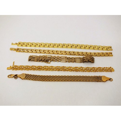 260 - FIVE GOLD PLATED BRACELETS