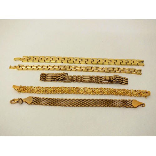 260 - FIVE GOLD PLATED BRACELETS