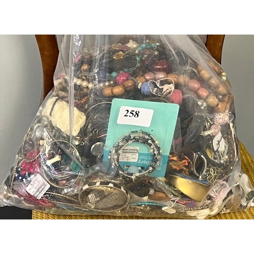 258 - LARGE BAG FULL OF COSTUME JEWELLERY APPROX 8kg