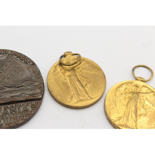 405 - 3 x WW1 Medals Inc RMS Lusitania & Victory Medals