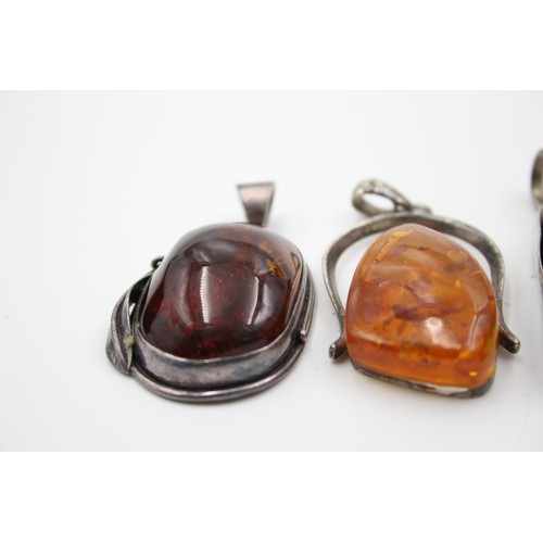 410 - 4 X .925 Amber Pendants