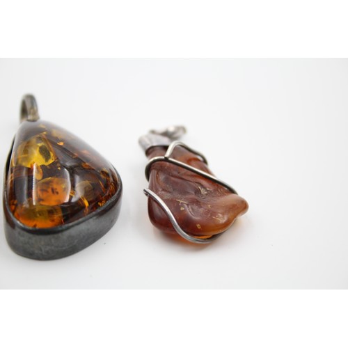 410 - 4 X .925 Amber Pendants