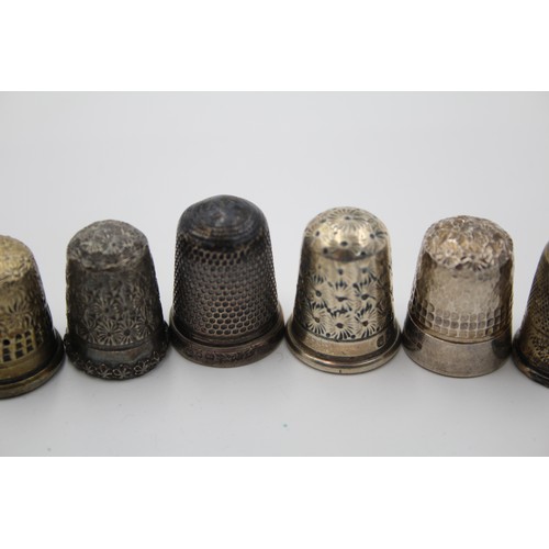 433 - 7 x Antique / Vintage .925 STERLING SILVER Thimbles Inc Charles Horner Etc (32g)