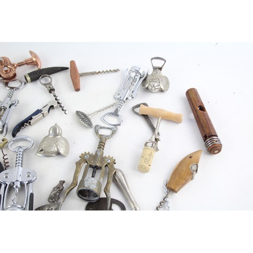 443 - 25 x Assorted Vintage Bottle Openers / Corkscrews Inc Metal, Wood, Novilty, Etc