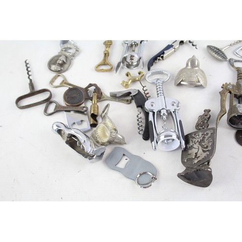 443 - 25 x Assorted Vintage Bottle Openers / Corkscrews Inc Metal, Wood, Novilty, Etc