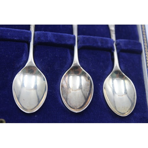 445 - 6 x Vintage Hallmarked 1967 Birmingham STERLING SILVER Teaspoons Cased (45g)