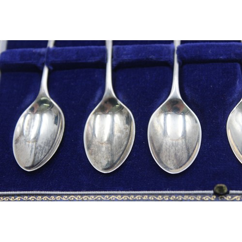 445 - 6 x Vintage Hallmarked 1967 Birmingham STERLING SILVER Teaspoons Cased (45g)