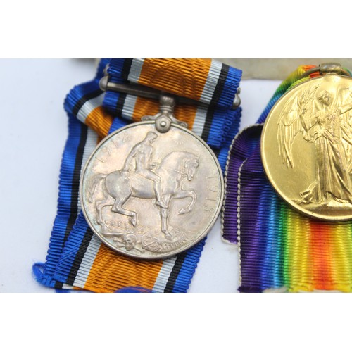 457 - WW1 Boxed Medal Pair & Original Long Ribbons Named DM2/163591 Pte J. W. Mitchell