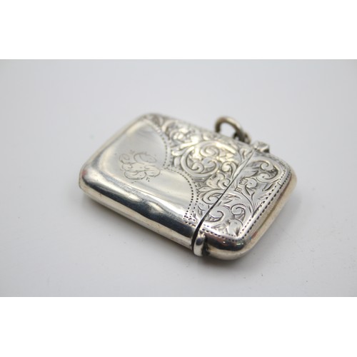 461 - Antique Hallmarked 1901 Birmingham STERLING SILVER Vesta / Match Case (17g)