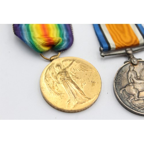 465 - WW1 Medal Pair & Original Ribbons Named 203986 Pte L. Carruthers, RWF