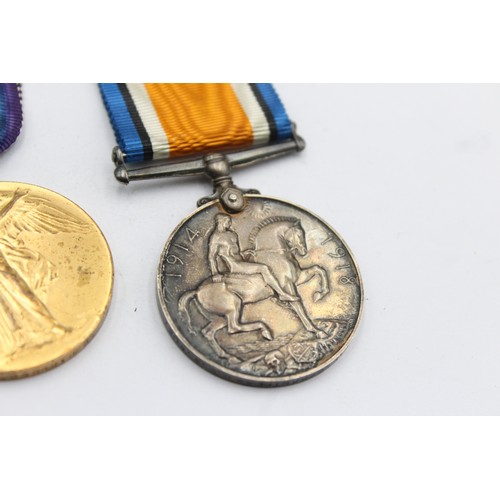 465 - WW1 Medal Pair & Original Ribbons Named 203986 Pte L. Carruthers, RWF