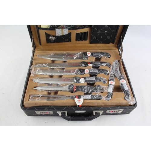 467 - Berman & Benz Lockable Knife &Cutlery Set Inc Sharpening Steel Etc