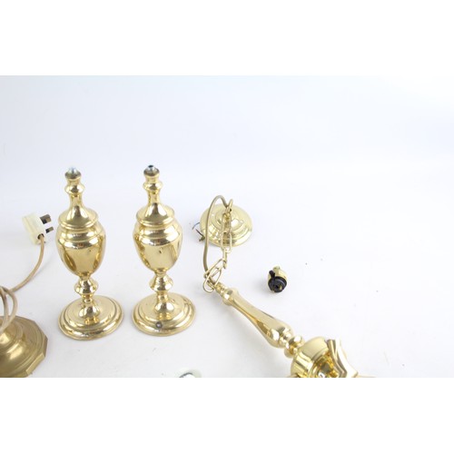 475 - 4 x Assorted BRASS Lights Inc Ceiling, Table, Side Lamps