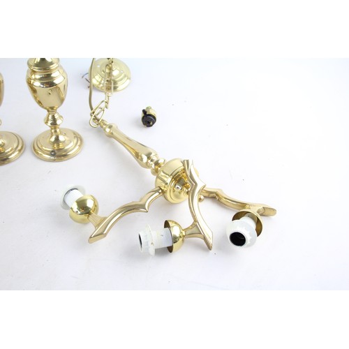 475 - 4 x Assorted BRASS Lights Inc Ceiling, Table, Side Lamps