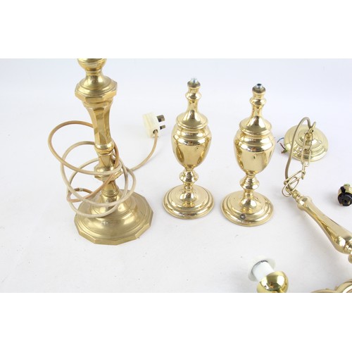 475 - 4 x Assorted BRASS Lights Inc Ceiling, Table, Side Lamps