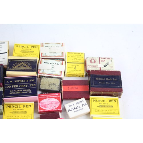 491 - 30 x Antique / Vintage Assorted Pen Nibs Inc Advertising, HINKS WELLS CO Etc