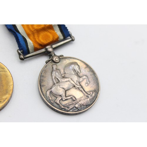 493 - WW1 Medal Pair & Original Ribbons Named R/34577 Pte F. J Kelly, KRRC