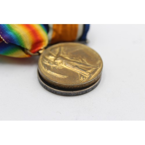 493 - WW1 Medal Pair & Original Ribbons Named R/34577 Pte F. J Kelly, KRRC