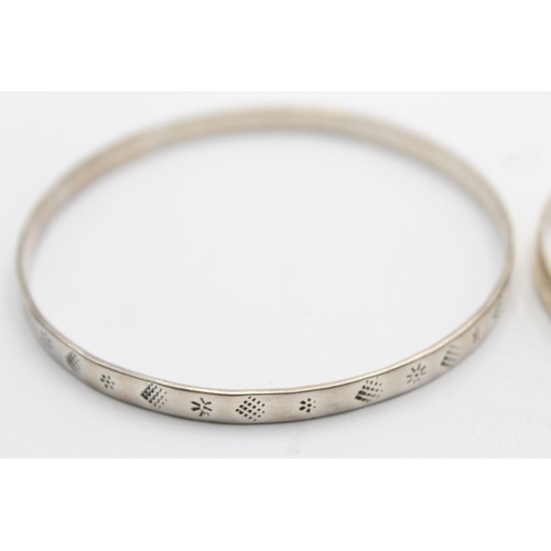 506 - 2 X .925 Etched Silver Bangles