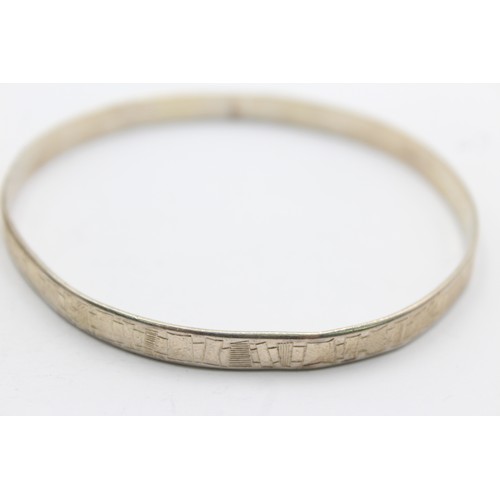 506 - 2 X .925 Etched Silver Bangles