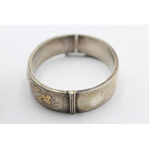 514 - .925 Vintage Victorian Revival Gold Detail Bangle