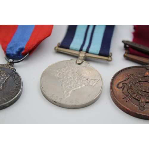 517 - 4 x WW2 - ER.II Medals Inc British & India War Medals, Fire Brigade Long Service