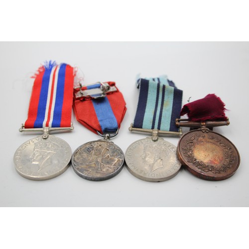 517 - 4 x WW2 - ER.II Medals Inc British & India War Medals, Fire Brigade Long Service