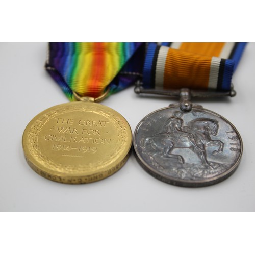 525 - WW1 Medal Pair & Orifinal Long Ribbons Named L-34399 Gnr C. W. Lomas, RA