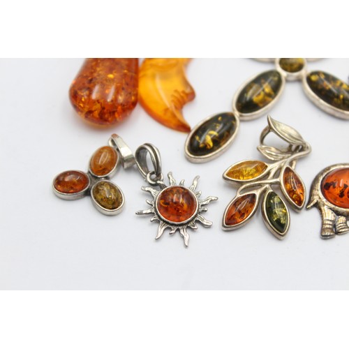 526 - 10 X .925 Amber Set Pendants