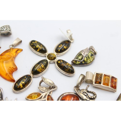 526 - 10 X .925 Amber Set Pendants