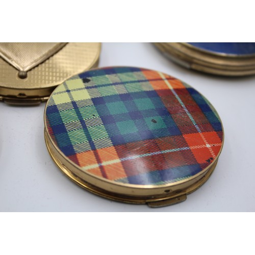 549 - 8 x Assorted Vintage STRATTON COMPACTS Inc Cats, Tartan, Floral Etc