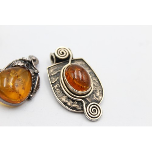 566 - 3 X .925 Amber Set Jewellery